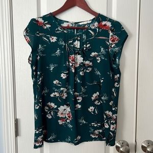 Floral Cap-Sleeve Top - Size Medium